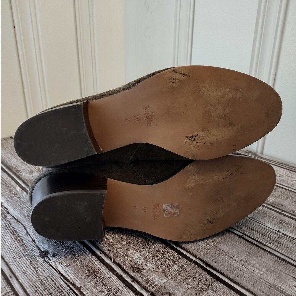 Coach | Dark Olive Green Suede "Patricia" Ankle Boots 10B - Picture 12 of 14